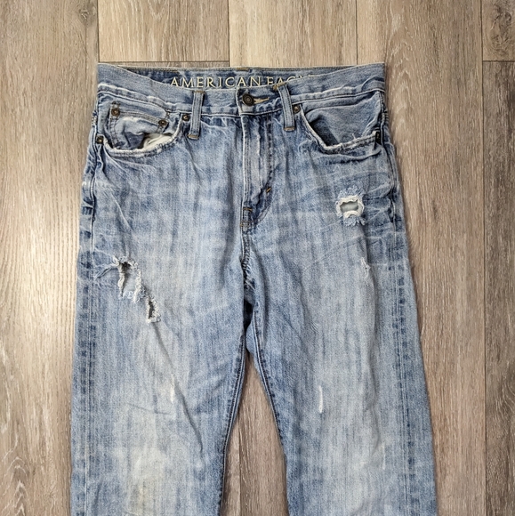 American Eagle Mens Jeans 29x32 Relaxed Blue 100% Cotton Faded Distress - Picture 5 of 12